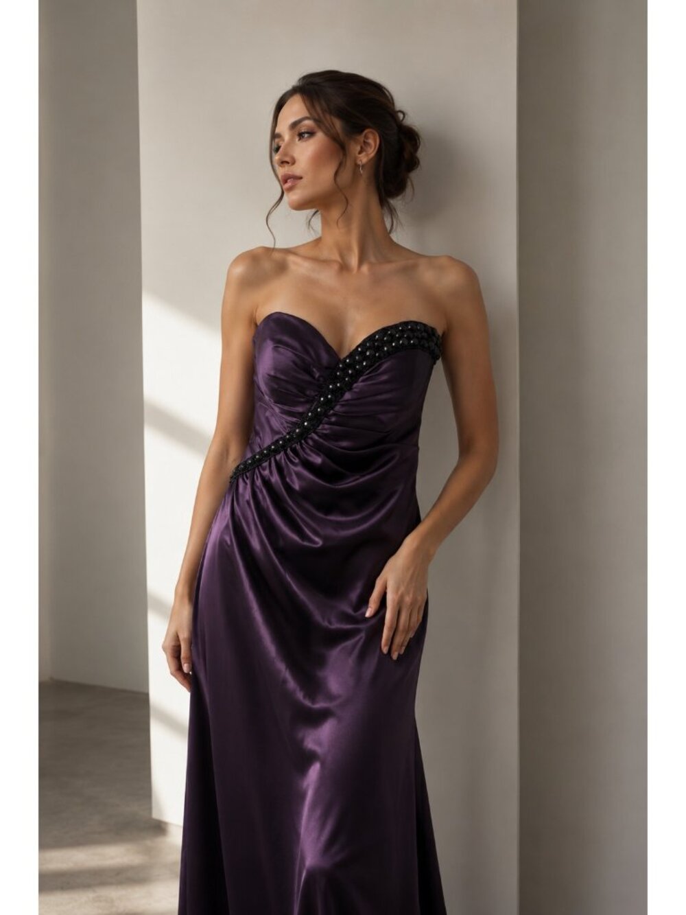 Flirt by Maggie Sottero Purple Beaded Strapless Formal Prom Gown Dress Size 8 - Picture 4 of 16